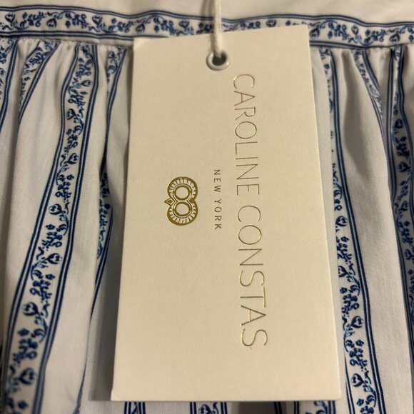 NWT CAROLINE CONSTAS Sz L White/Blue Teagen Floral Shorts - Picture 6 of 8